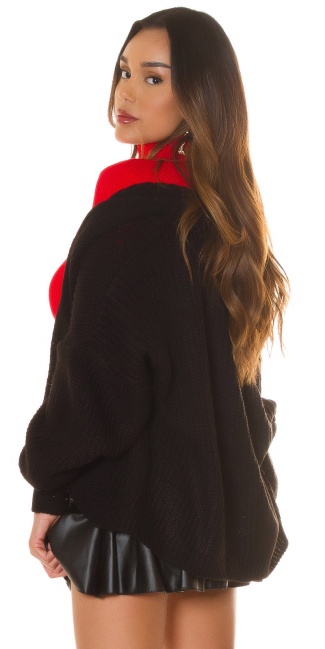 Musthave Oversized chunky knit Cardigan Black